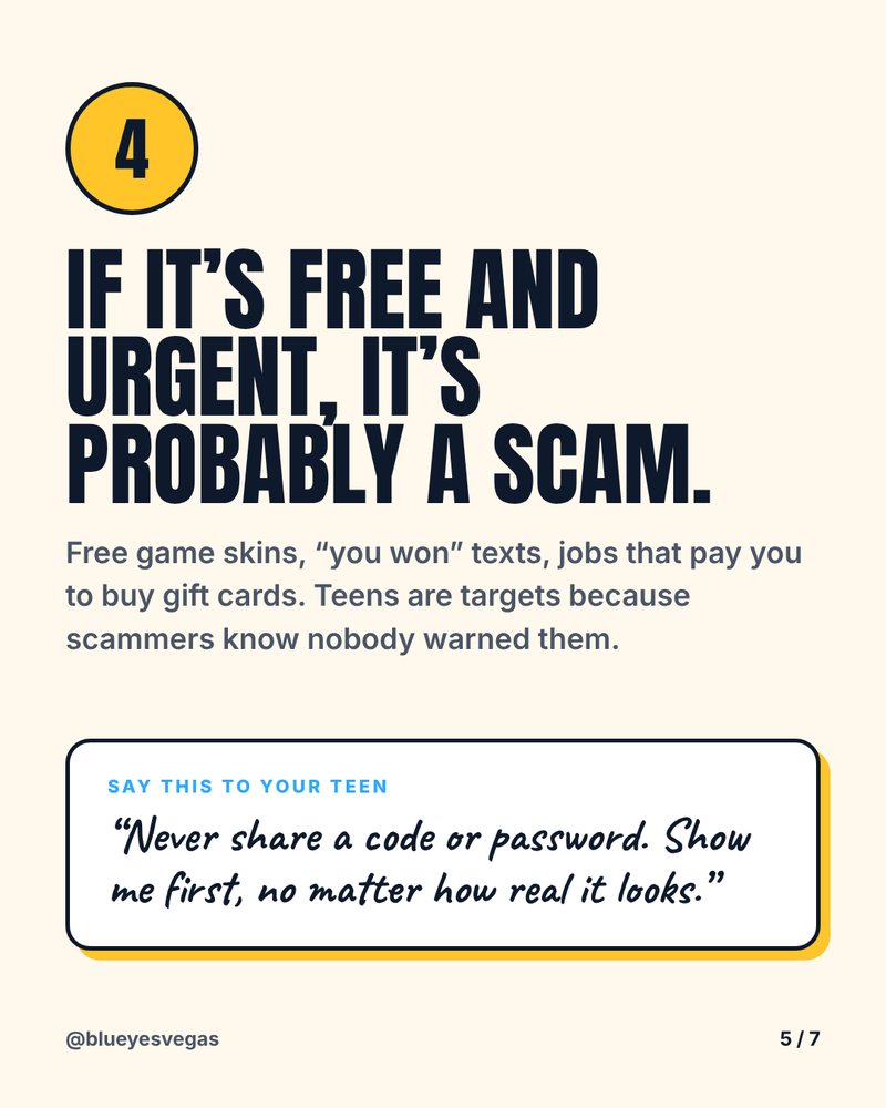 4. If it’s free and urgent, it’s probably a scam: never share a code or password