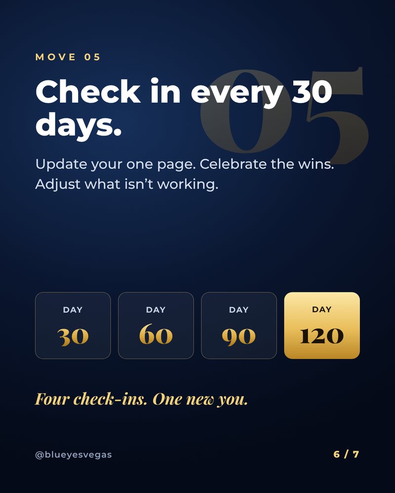 Move 5: Check in every 30 days: day 30, 60, 90 and 120
