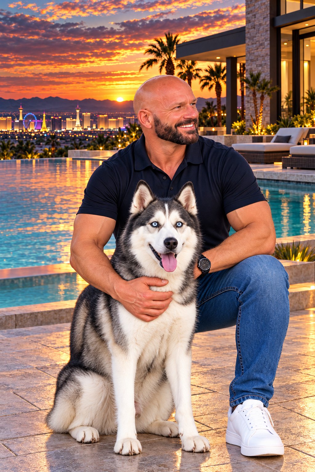Chad Moore with his Siberian Husky